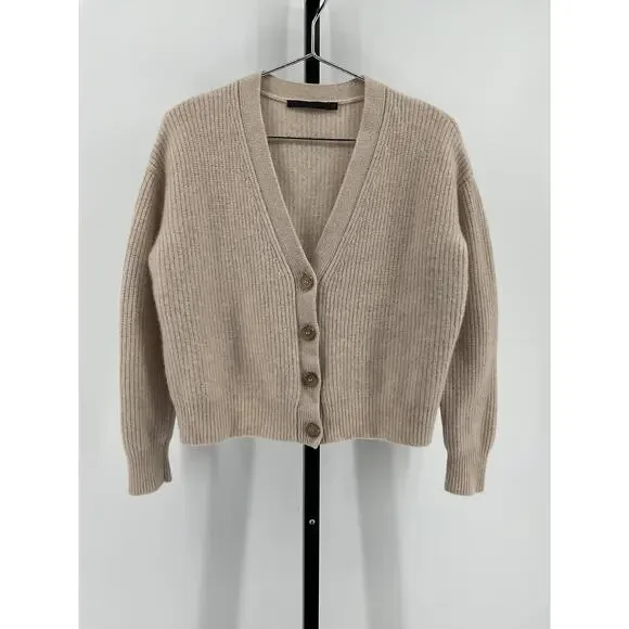 Jenni Kayne Cropped Beige Cashmere Cocoon Cardigan Size XXS - Picture 2 of 6